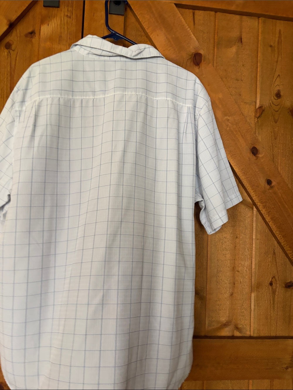 Quiksilver Men’s Pale Blue Grid Short-Sleeve Button-Up Shirt - Picture 4 of 6